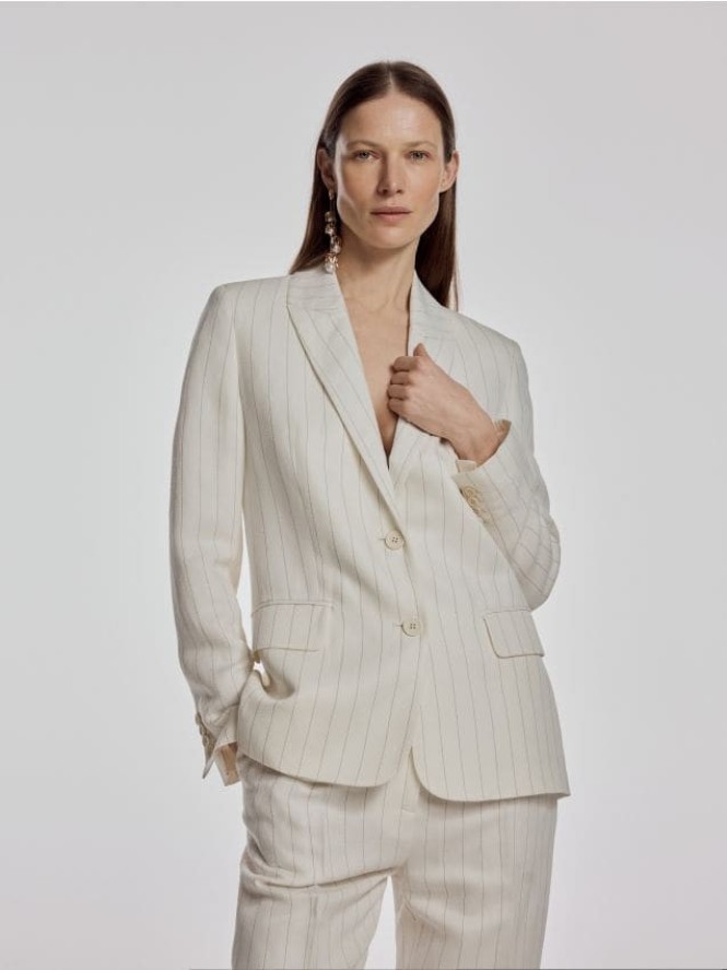 Marynarka w paski - złamana biel