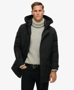 superdry City Pikowana Parka – Luźny Krój, Czarna
