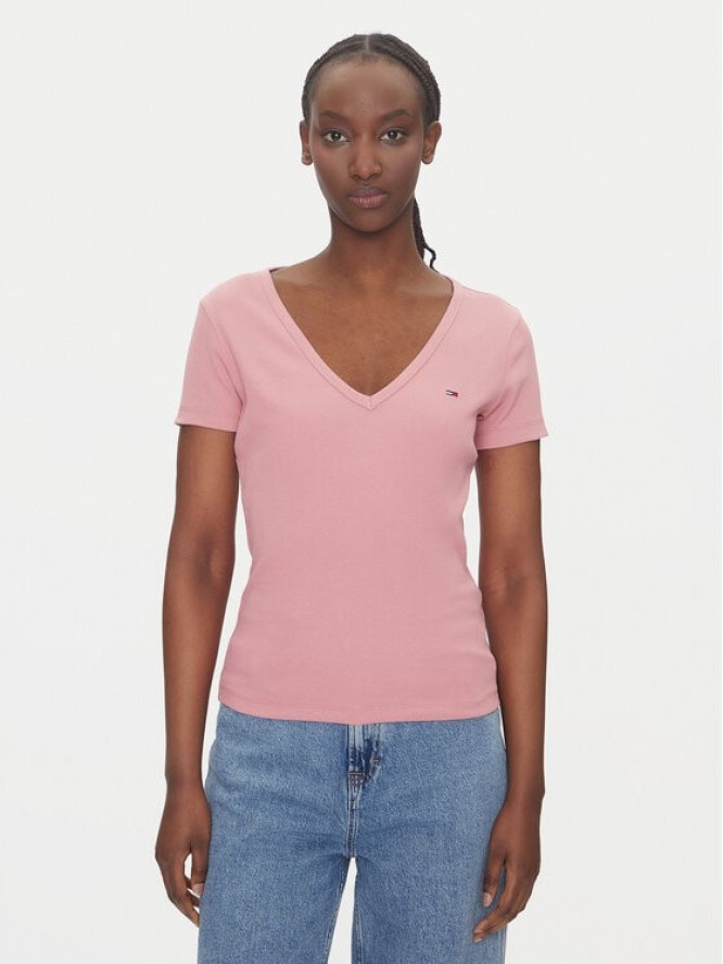 Tommy Jeans T-Shirt Essential DW0DW17385 Różowy Slim Fit