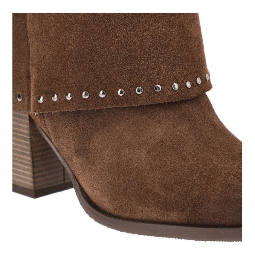 Brązowe Botki Karino Eleganckie Kowbojki Damskie