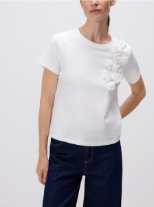 Bluzka z aplikacją 3D - biały