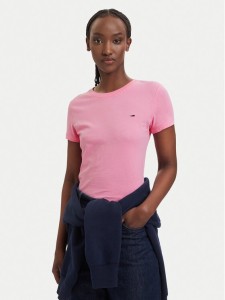 Tommy Jeans T-Shirt DW0DW20459 Różowy jasny Slim Fit