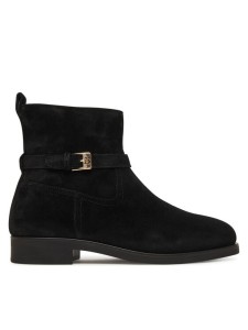 Tommy Hilfiger Botki Th Buckle Riding Suede Bootie FW0FW09047 Czarny