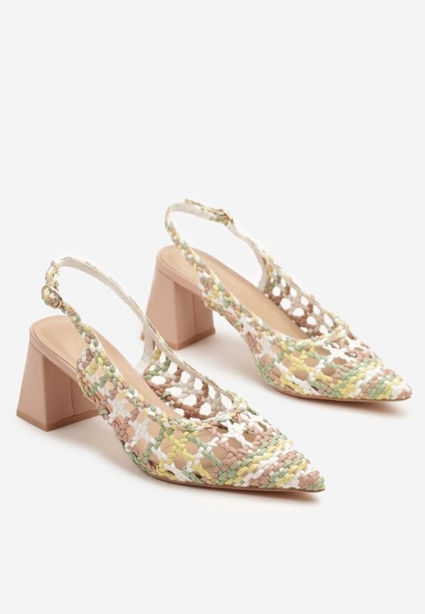 Różowe Sandały Czółenka na Słupku w Szpic bez Pięty Adiakka