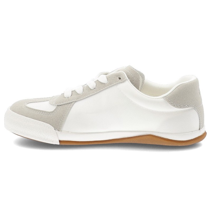 Trampki damskie Big Star, skóra naturalna zamszowe wstawki sznurowany fason klasyczna gumowa podeszwa okrągły nosek, białe, TT274145