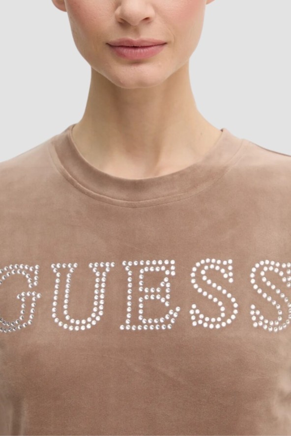 GUESS Brązowy top damski Couture Tee, Rozmiar L