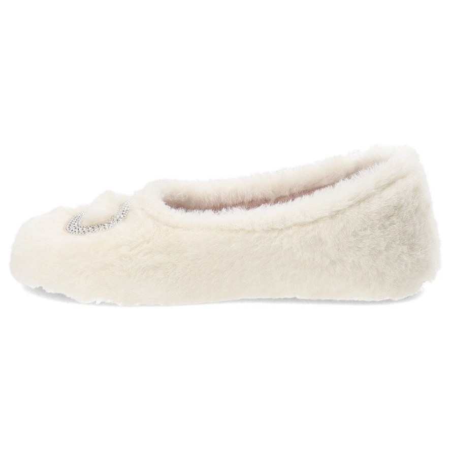 Białe Damskie Kapcie z Futerkiem Macarena