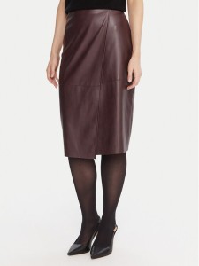 KAOS Spódnica z imitacji skóry RI1LE012 Bordowy Regular Fit