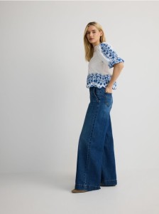 Jeansy wide leg - granatowy