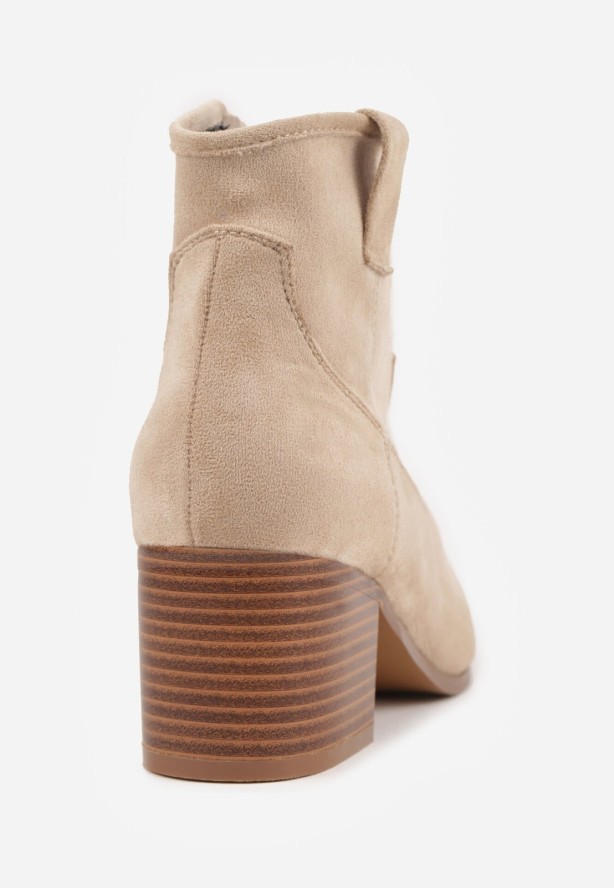 Ciemnobeżowe Botki Vices Kowbojki na Słupku Vertiona