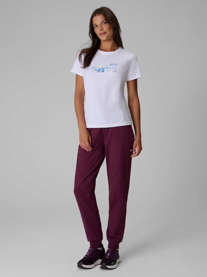 4F T-shirt regular z nadrukiem damski - biały S