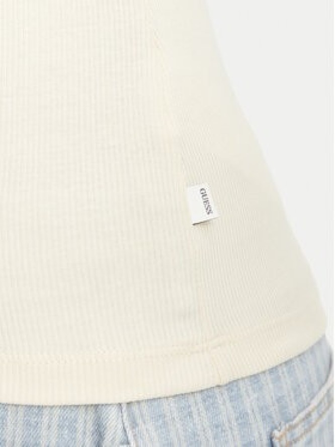 Guess Jeans Bluzka W6BP06 K5471 Beżowy jasny Slim Fit