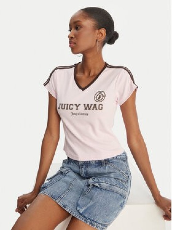 Juicy Couture T-Shirt Juicy Wag JCWCT126319 Różowy Slim Fit