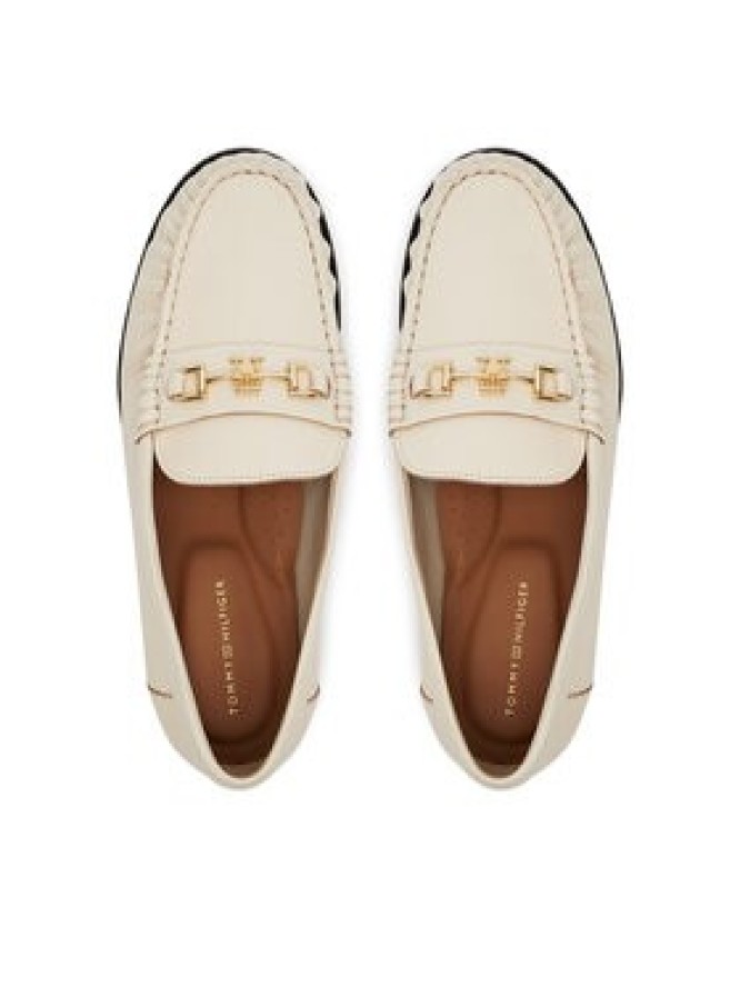 Tommy Hilfiger Półbuty Soft Leather Horsebit Loafer FW0FW08414 Écru