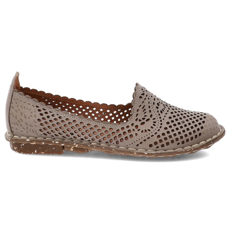 Szare Baleriny Ravini Wsuwane Obuwie Damskie