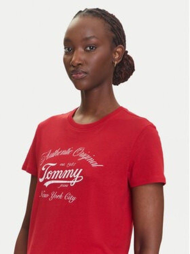 Tommy Jeans T-Shirt Essential DW0DW21404 Czerwony Regular Fit