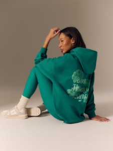 4F Bluza dresowa loose z kapturem damska - zielona M