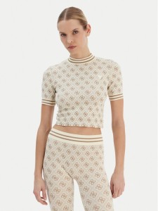 Guess T-Shirt V5BP07 K2000 Beżowy Slim Fit