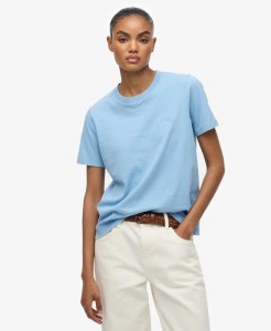 superdry T-shirt Essential Logo haftowana z bawełny organicznej – BLUEBELL