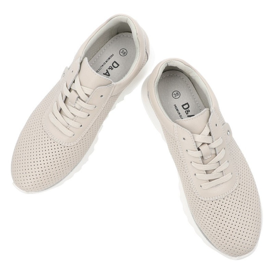 Beżowe Sneakersy S.Barski Płaskie Obuwie Damskie