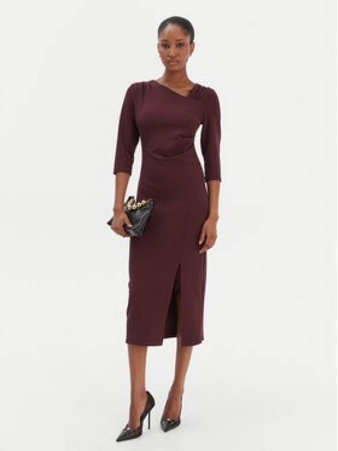 Rinascimento Sukienka koktajlowa CFC0126635003 Bordowy Slim Fit