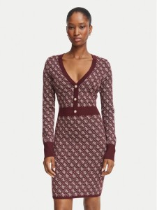 Guess Sukienka dzianinowa W6BK23 Z1422 Bordowy Slim Fit