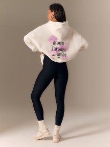 4F Bluza dresowa loose z kapturem damska - beżowa L