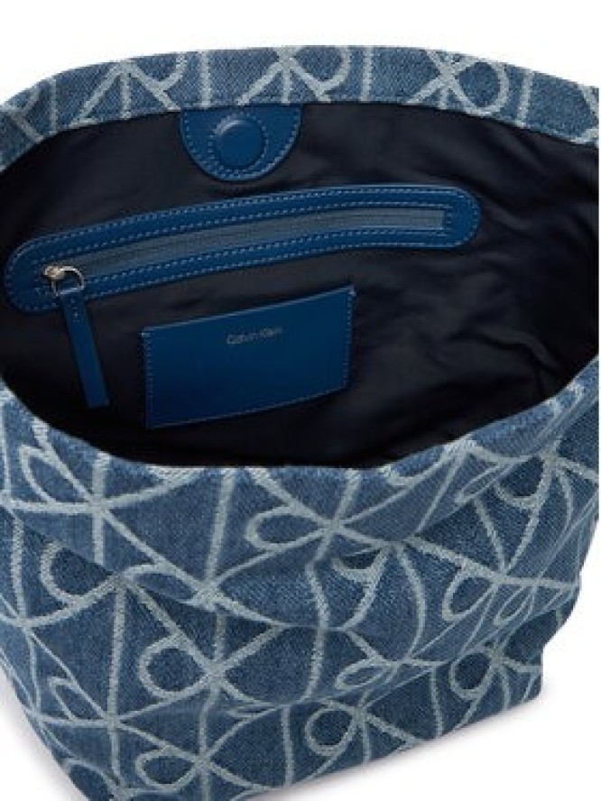 Calvin Klein Torebka Emblem Aop Denim Bucket LV04F3432G Niebieski