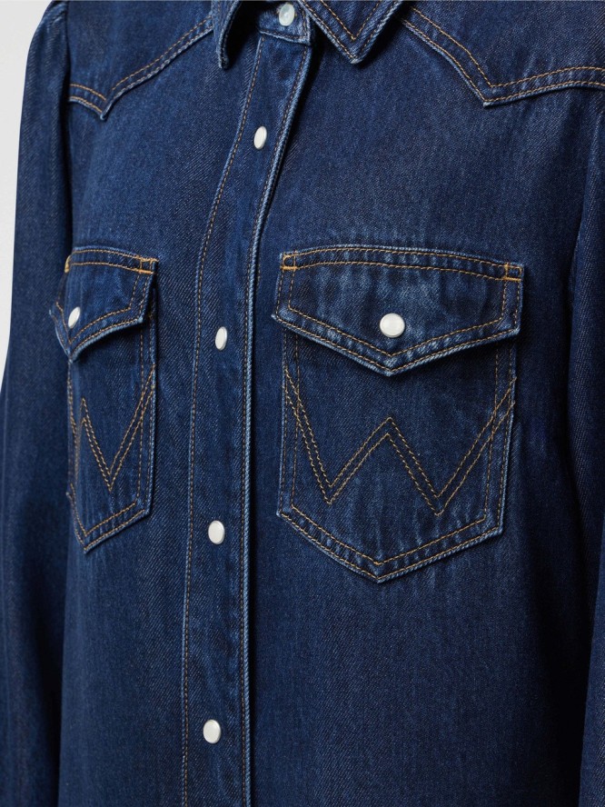 WRANGLER DAMSKA SUKIENKA JEANSOWA WRANGLER BALLOONSLEEVE SHIRT DRESS RINSE 112350339