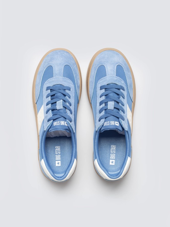 sneakersy damskie ze skórzanymi wstawkami niebieskie tt274165 401