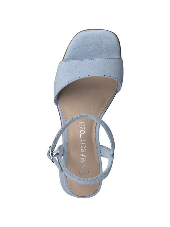 Marco Tozzi Sandały w kolorze błękitnym na obcasie rozmiar: 41