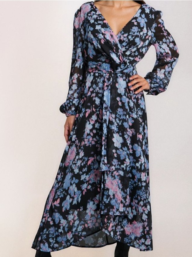 Sukienka z motywem kwiatowym - wielobarwny