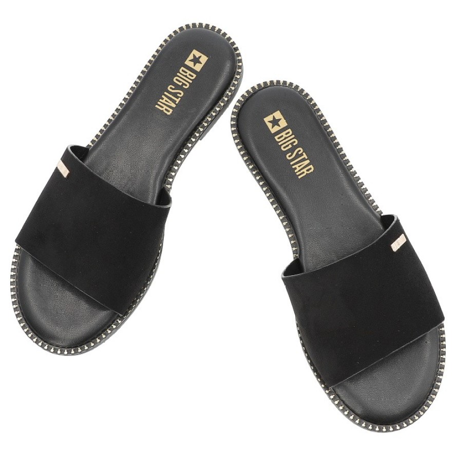 Czarne Klapki Big Star Modne Obuwie Damskie