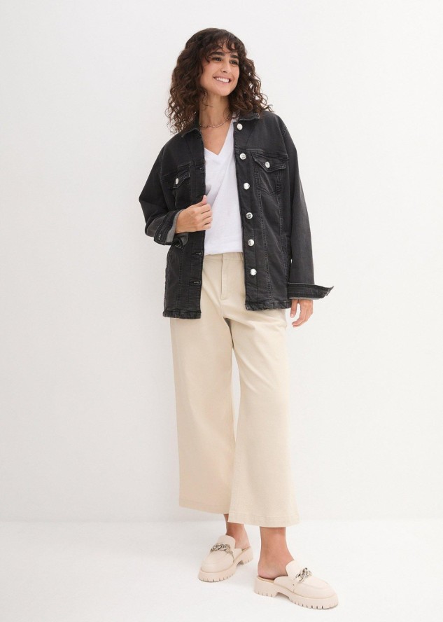 Długi i szeroki T-shirt z dekoltem w szpic (5 sztuk), krótki rękaw