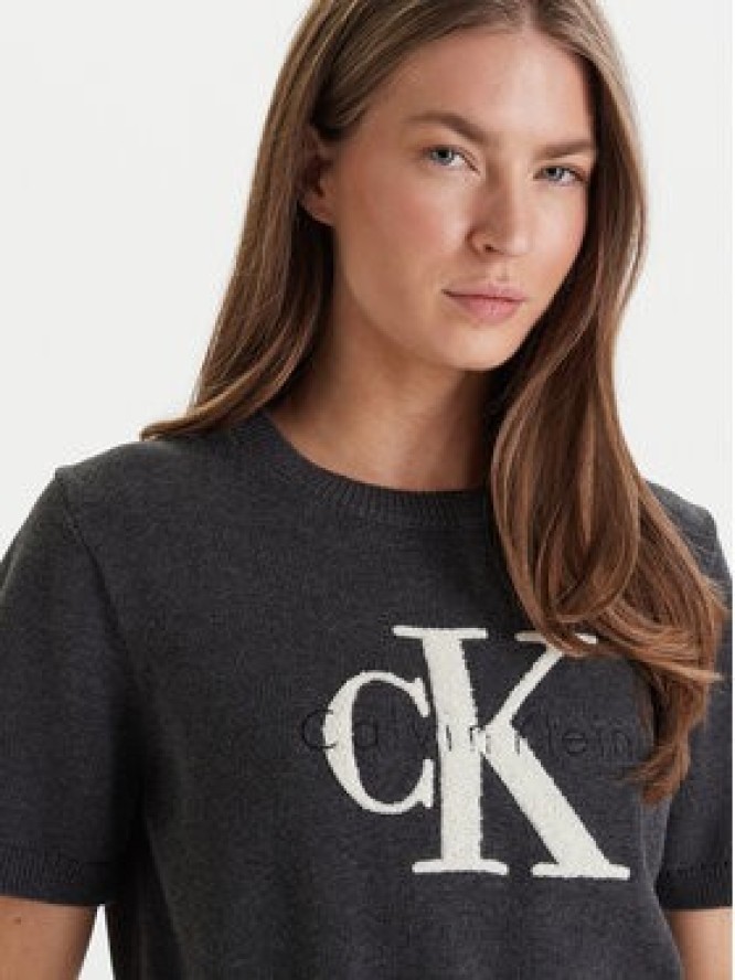 Calvin Klein Jeans Sweter Chunky LV044E306G Szary Regular Fit