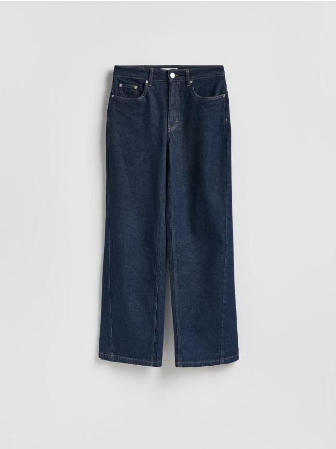 Jeansy wide leg z przeszyciem - indigo jeans