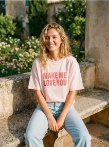 Bawełniana koszulka z napisem - różowy