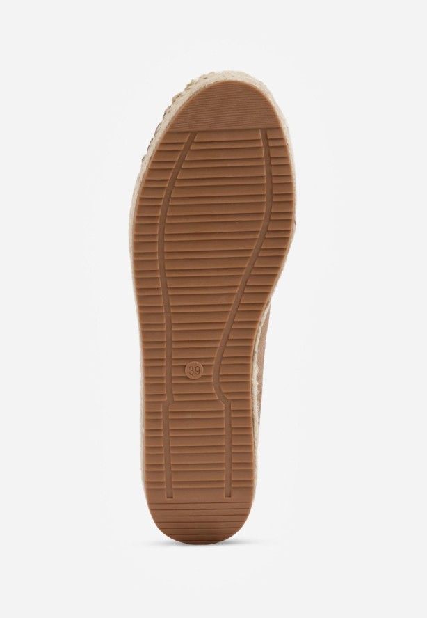 Brązowe Espadryle VICES w Klasycznym Stylu na Platformie z Plecionką Cherimare