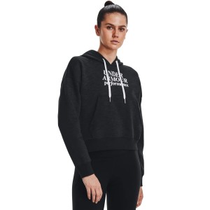 Damska bluza Under Armour Essential Script Hoodie Czarna Czarna