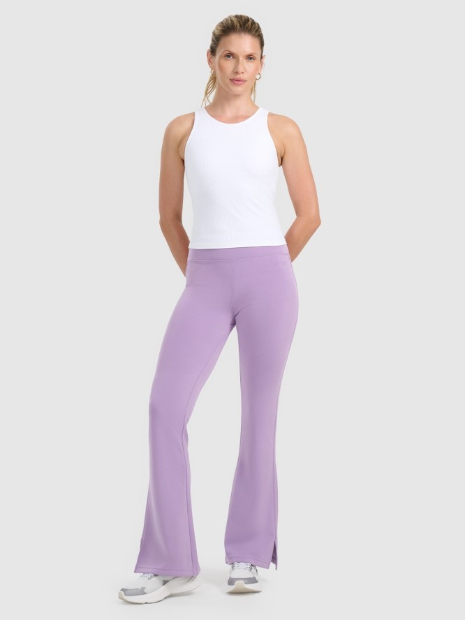 4F Top slim z prążkowanej dzianiny damski - biały M