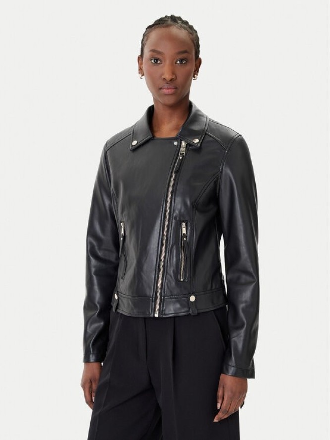 Rinascimento Kurtka z imitacji skóry CFC0124666003 Czarny Regular Fit