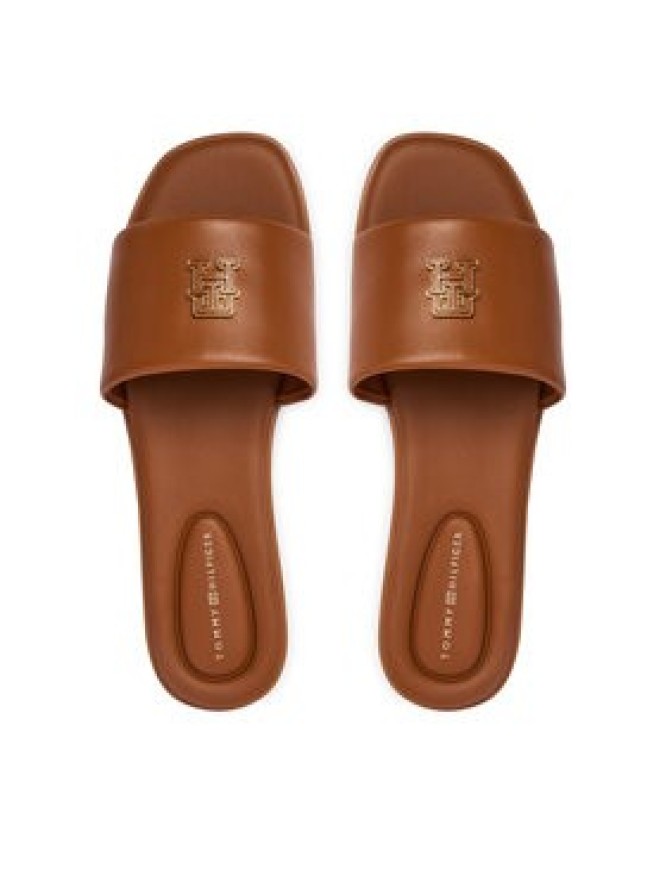 Tommy Hilfiger Klapki Th Logo Hardware Leather Mule FW0FW09292 Brązowy
