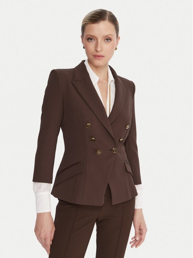 Elisabetta Franchi Marynarka GI-174-56E2-V660 Brązowy Regular Fit