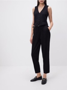 Garniturowa kamizelka z wiskozą - czarny