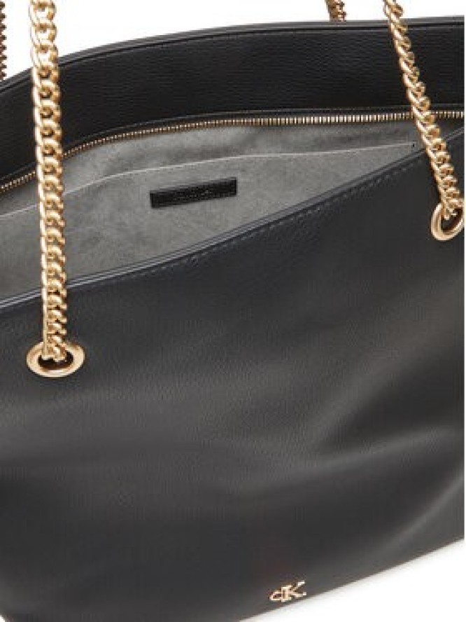Calvin Klein Torebka Minimal Monogram Chain Tote LV04F3204G Czarny