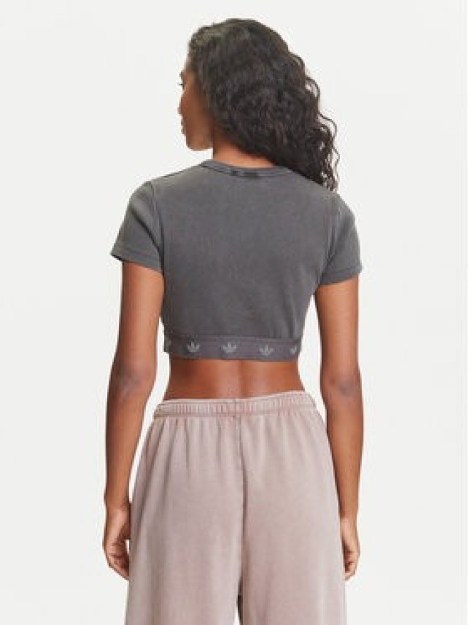 adidas T-Shirt Ribbed JD0041 Szary Slim Fit