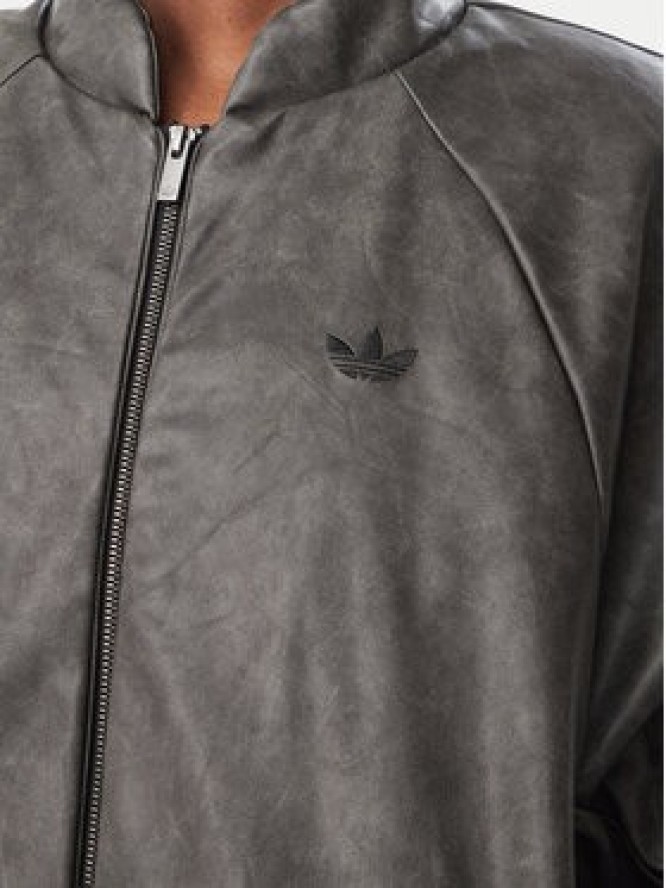 adidas Kurtka z imitacji skóry Sst Cropped KT4240 Szary ciemny Regular Fit