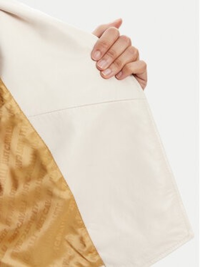 Just Cavalli Kurtka skórzana 78PAVP05 Biały Loose Fit