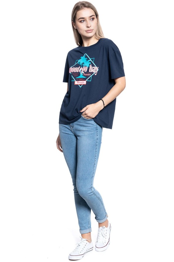 DAMSKI T-SHIRT WRANGLER BOYFRIEND TEE NAVY W7Q2GH114 112132080