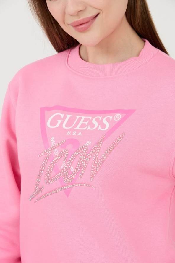 GUESS Różowa damska bluza Icon, Rozmiar M
